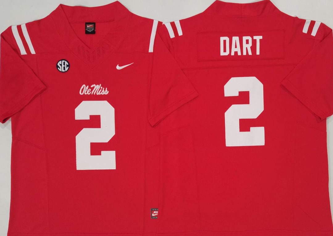 Men Ole Miss Rebels #2 Dart Red Nike 2025 NCAA Jersey style 1->ncaa teams->NCAA Jersey